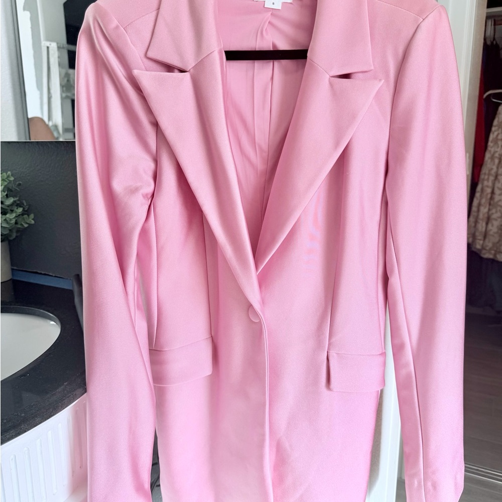 Good American Carnation  Pink Compressed Tailored Blazer - Picture 3 of 4